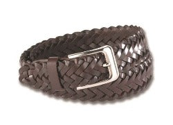 1" Brown Leather Braided Belt