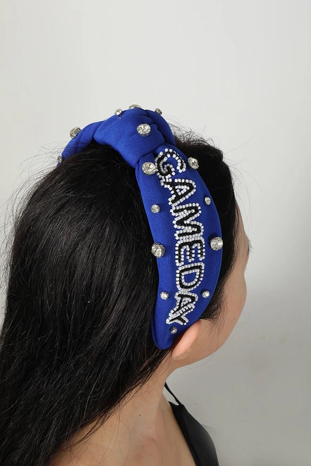 Game Day Blue Rhinestone & Pearl Headband