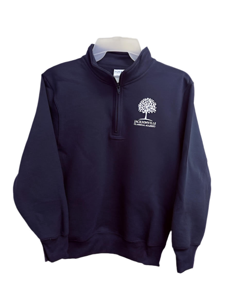 NEW JXC QUARTER ZIP Navy Unisex Sweatshirt w/Logo (everyday option)