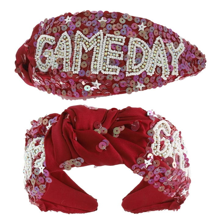 Christ&#39;s Church Academy Burgundy &amp; White Sequin Headband for GAME DAY!