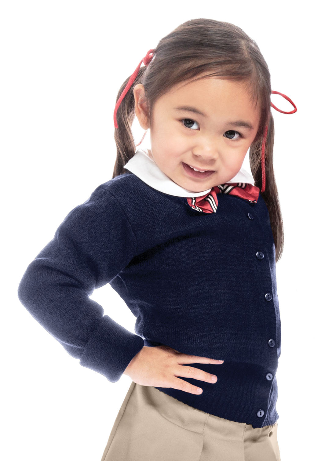JXC Girl's Navy Cardigan w/logo