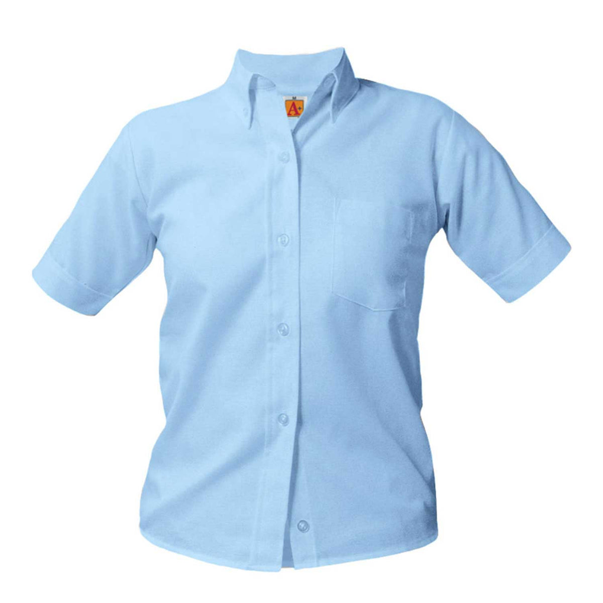 ACS GIRL&#39;s Blue Short Sleeve Oxford w/NEW LOGO (7th &amp; 8th only)