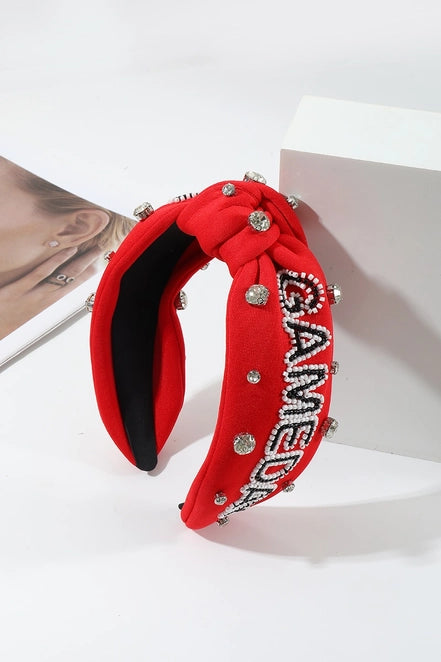 Game Day Red Rhinestone & Pearl Headband