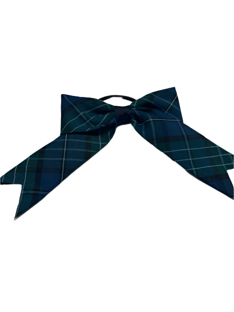 CCA Plaid Hair Bow with Tails on Elastic