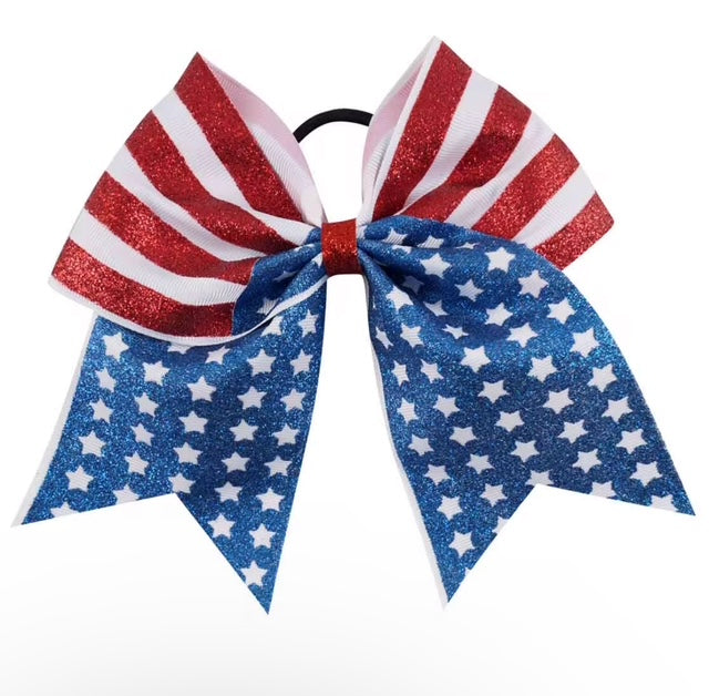 American Flag Glitter Hair Bow