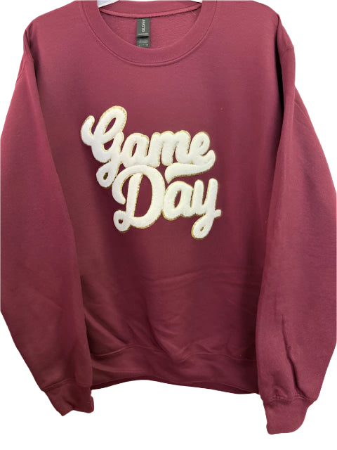 GAME DAY Maroon Sweatshirt w/Chenille lettering (sporting events only)