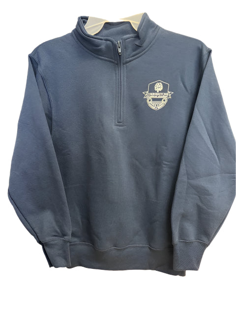 NEW CCA 1/4 ZIP Navy Unisex Sweatshirt w/Logo (everyday option)