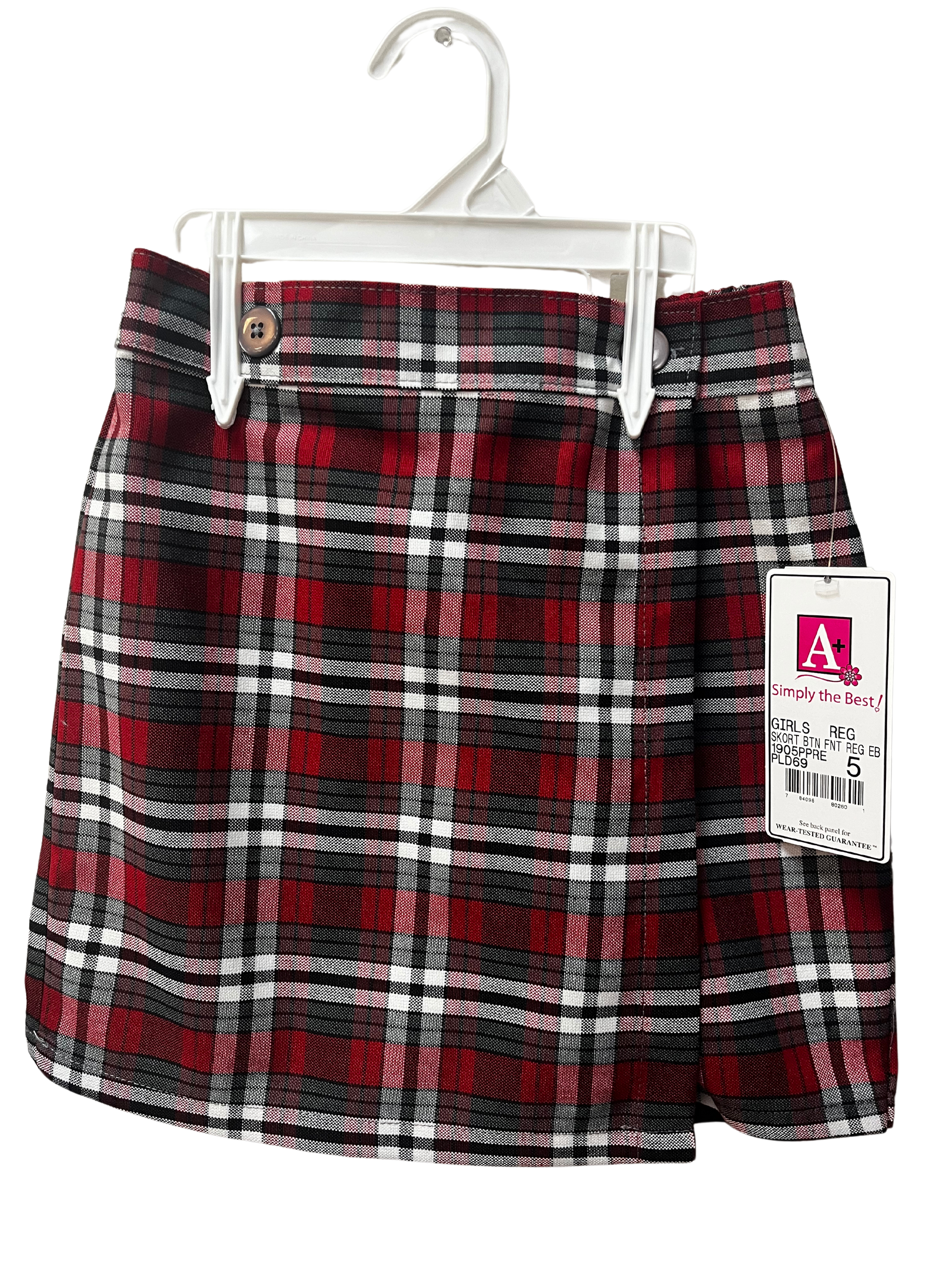 Plaid 69/BLK Wrap Skort