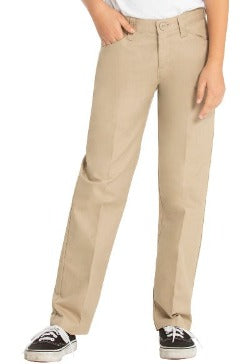 Twill Girls Khaki Flat Front Pants
