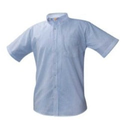 CCA Boy's Blue Short Sleeve Oxford w/Logo-(7th & Up) Formal Day Only(to be worn with long plaid ties)