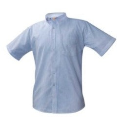 CCA Boy's Blue Short Sleeve Oxford w/Logo-(7th-9th) Formal Day Only(to be worn with long plaid ties)