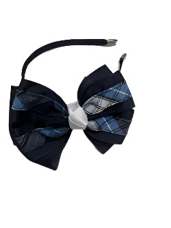 ACS Plaid Headband with Layered Bow