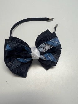 ACS Plaid Headband with Layered Bow