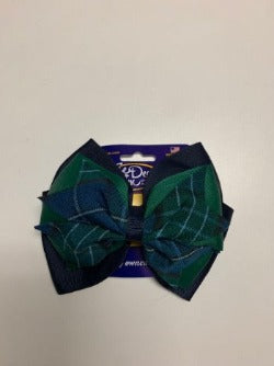 CCA Girls Layered Plaid Bow on French clip