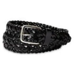 1&quot; Black Leather Braided Belt
