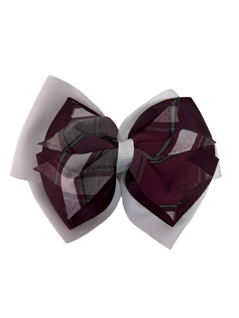 Christ's Church Academy Layered Plaid Bow on French Clip