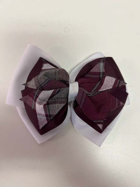 Christ's Church Academy Layered Plaid Bow on French Clip