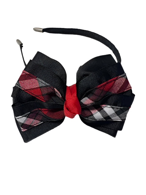 Sacred Heart Layered Plaid Bow